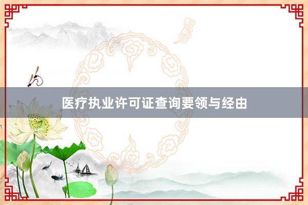医疗执业许可证查询要领与经由